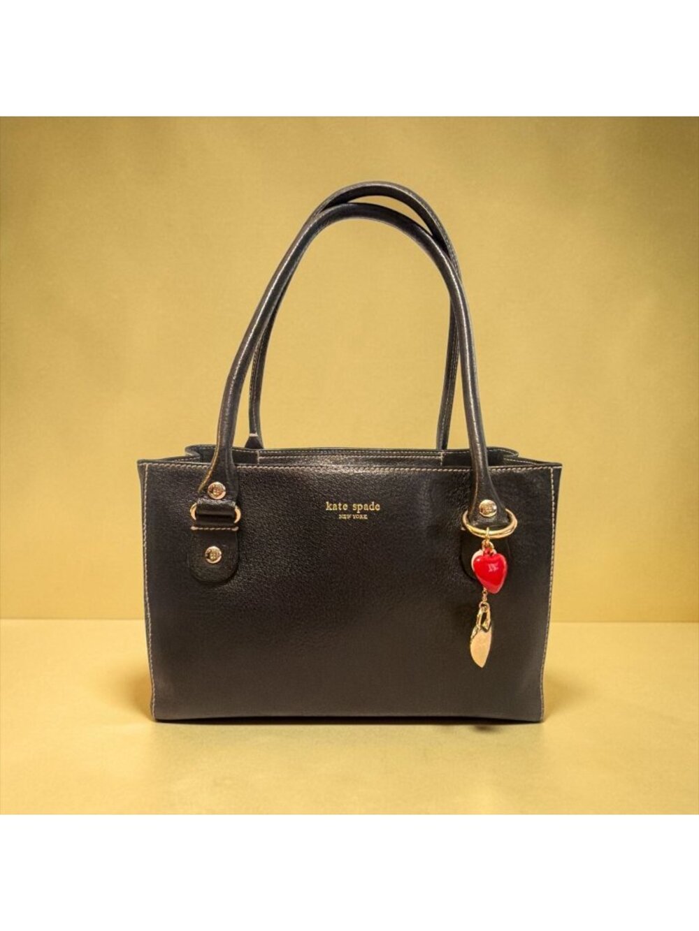 VTG Kate Spade Wellesly Quinn Tote Black Boarskin Textured Leather Shoulder Bag
